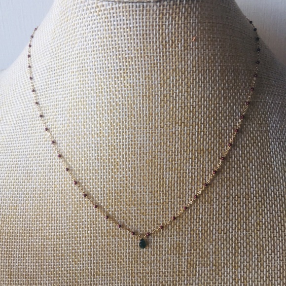 tourmaline and enamel necklace 14k gold filled - Picture 2 of 4